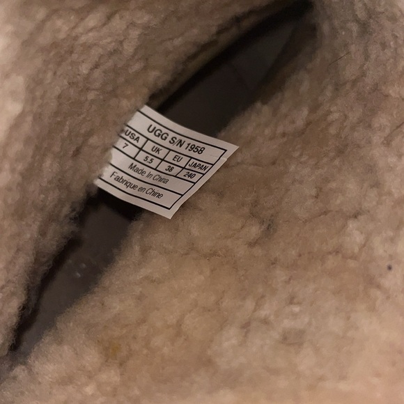 UGG Lynnea Boots Chestnut Leather Sheepskin Lining Wooden Platforms Clog Size 7 - Picture 10 of 12